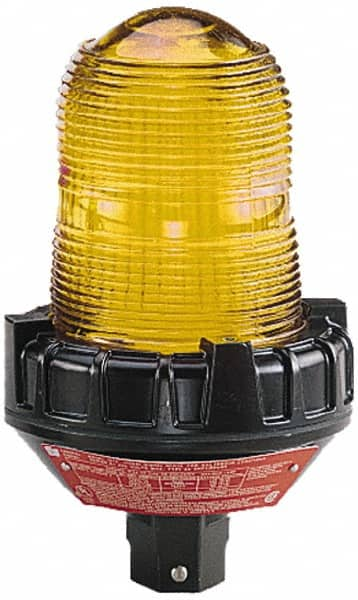 Federal Signal Corp - 120 VAC, 4X NEMA Rated, Strobe Tube, Amber, Strobe Light - 80 Flashes per min, 3/4 Inch Pipe, 5-1/2 Inch Diameter, 9-1/4 Inch High, IP66 Ingress Rating, Pipe Mount - Benchmark Tooling