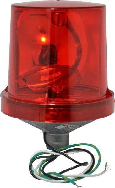 Federal Signal Corp - 4X NEMA Rated, 120 VAC, 0.22 Amp, 25 Watt, Rotating Beacon Incandescent Light - 1/2 Inch Mounted Size x Pipe Mounted, 7-1/4 Inch High, 5-1/2 Inch Diameter, 90 Flashes per min, Includes Lamp - Benchmark Tooling