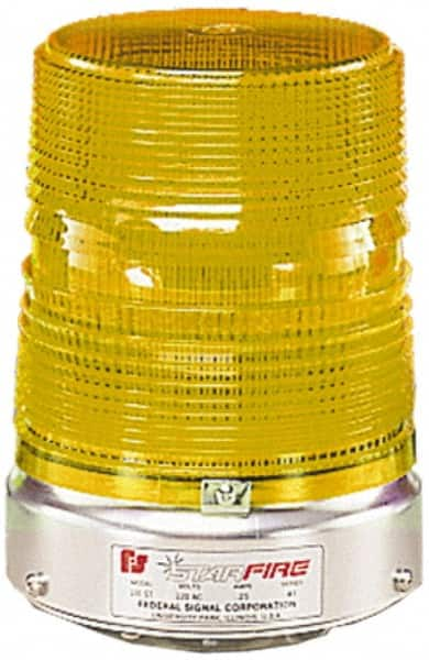 Federal Signal Corp - 120 VAC, 3R NEMA Rated, Strobe Tube, Amber, Double Flash Strobe Light - 80 Flashes per min, 1/2 Inch Pipe, 5-11/16 Inch Diameter, 8-1/2 Inch High, IP45 Ingress Rating, Pipe Mount - Benchmark Tooling