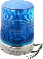 Federal Signal Corp - 120 VAC, 3R NEMA Rated, Strobe Tube, Blue, Single Flash Strobe Light - 80 Flashes per min, 1/2 Inch Pipe, 5.7 Inch Diameter, 8-1/2 Inch High, IP45 Ingress Rating, Pipe Mount - Benchmark Tooling