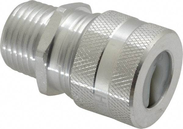 Hubbell Wiring Device-Kellems - 6.3 to 9.7mm Capacity, Liquidtight, Straight Strain Relief Cord Grip - 1/2 NPT Thread, Aluminum - Benchmark Tooling