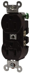 Hubbell Wiring Device-Kellems - 125 VAC, 15 Amp, 5-15R NEMA Configuration, Brown, Specification Grade, Self Grounding Duplex Receptacle - 1 Phase, 2 Poles, 3 Wire, Flush Mount - Benchmark Tooling