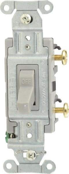 Hubbell Wiring Device-Kellems - 1 Pole, 120 to 277 VAC, 15 Amp, Commercial Grade, Toggle, Wall and Dimmer Light Switch - 4-1/16 Inch High - Benchmark Tooling