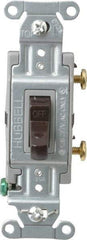 Hubbell Wiring Device-Kellems - 1 Pole, 120 to 277 VAC, 20 Amp, Commercial Grade, Toggle, Wall and Dimmer Light Switch - 4-1/16 Inch High - Benchmark Tooling