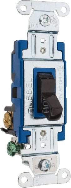 Hubbell Wiring Device-Kellems - 3 Pole, 120 to 277 VAC, 15 Amp, Commercial Grade, Toggle, Wall and Dimmer Light Switch - 4.06 Inch Wide x 103.2 mm High - Benchmark Tooling