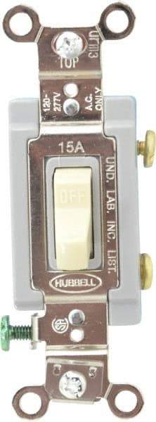 Hubbell Wiring Device-Kellems - 1 Pole, 120 to 277 VAC, 15 Amp, Industrial Grade Toggle, Wall and Dimmer Light Switch - 1-5/16 Inch Wide x 4-1/16 Inch High - Benchmark Tooling