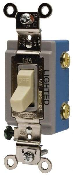 Hubbell Wiring Device-Kellems - 1 Pole, 120 VAC, 15 Amp, Residential Grade, Toggle, Wall and Dimmer Light Switch - 1-5/16 Inch Wide x 4-1/16 Inch High - Benchmark Tooling