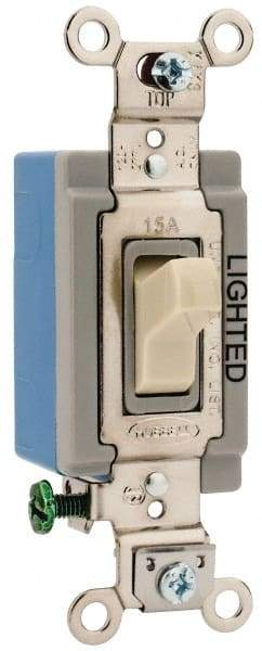 Hubbell Wiring Device-Kellems - 1 Pole, 120 to 277 VAC, 15 Amp, Residential Grade, Toggle, Wall and Dimmer Light Switch - 1-5/16 Inch Wide x 4-1/16 Inch High - Benchmark Tooling