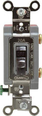 Hubbell Wiring Device-Kellems - 1 Pole, 120 to 277 VAC, 20 Amp, Industrial Grade, Toggle, Wall and Dimmer Light Switch - 1-5/16 Inch Wide x 4-1/16 Inch High - Benchmark Tooling