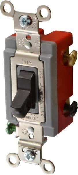 Hubbell Wiring Device-Kellems - 3 Pole, 120 to 277 VAC, 20 Amp, Industrial Grade, Toggle, Wall and Dimmer Light Switch - 1-5/16 Inch Wide x 4-1/16 Inch High - Benchmark Tooling