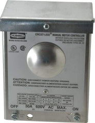 Hubbell Wiring Device-Kellems - 2 Poles, 30 Amp, 3R NEMA, Enclosed Pushbutton Manual Motor Starter - 111.8mm Wide x 83.3mm Deep x 140.2mm High, 15 hp, CSA Certified, NEMA 3R & UL Listed - Benchmark Tooling