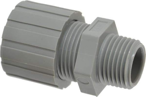 Hubbell Wiring Device-Kellems - 6.3 to 9.7mm Capacity, Liquidtight, Straight Strain Relief Cord Grip - 1/2 NPT Thread, Nylon - Benchmark Tooling
