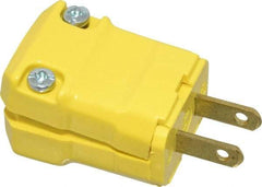 Hubbell Wiring Device-Kellems - 125 VAC, 15 Amp, 1-15P NEMA, Valise, Ungrounded, Commercial, Industrial Grade Plug - 2 Pole, 2 Wire, 1 Phase, 1/2 hp, Nylon, Yellow - Benchmark Tooling