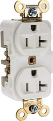 Hubbell Wiring Device-Kellems - 125 VAC, 20 Amp, 5-20R NEMA Configuration, White, Specification Grade, Self Grounding Duplex Receptacle - 1 Phase, 2 Poles, 3 Wire, Flush Mount, Corrosion, Heat and Impact Resistant - Benchmark Tooling