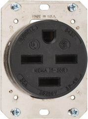 Hubbell Wiring Device-Kellems - 250 VAC, 30 Amp, 15-30R NEMA Configuration, Brown, Industrial Grade, Self Grounding Single Receptacle - 3 Phase, 3 Poles, 4 Wire, Flush Mount - Benchmark Tooling