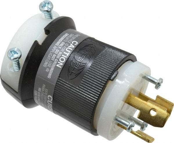 Hubbell Wiring Device-Kellems - 125/250 VAC, 30 Amp, NonNEMA Configuration, Industrial Grade, Ungrounded Plug - 1 Phase, 3 Poles, IP20, 0.36 to 0.93 Inch Cord Diameter - Benchmark Tooling