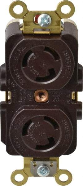 Hubbell Wiring Device-Kellems - 125 VAC, 15 Amp, L5-15R NEMA, Self Grounding Receptacle - 2 Poles, 3 Wire, Female End, Brown - Benchmark Tooling