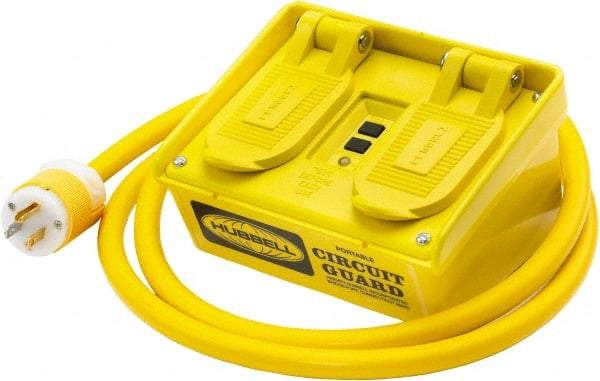 Hubbell Wiring Device-Kellems - 4 Outlet, 120 Volt, 15 Amp Rating, 4 to 6mA Max Surge, Floor, Industrial GFCI - 6 Ft. Cord Length, 5-15R NEMA Configuration, Plastic Housing - Benchmark Tooling