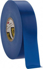 3M - 3/4" x 66', Blue Vinyl Electrical Tape - Series 35, 7 mil Thick, 1,250 V/mil Dielectric Strength, 17 Lb./Inch Tensile Strength - Benchmark Tooling