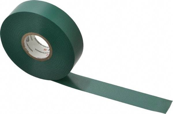 3M - 3/4" x 66', Green Vinyl Electrical Tape - Series 35, 7 mil Thick, 1,250 V/mil Dielectric Strength, 17 Lb./Inch Tensile Strength - Benchmark Tooling