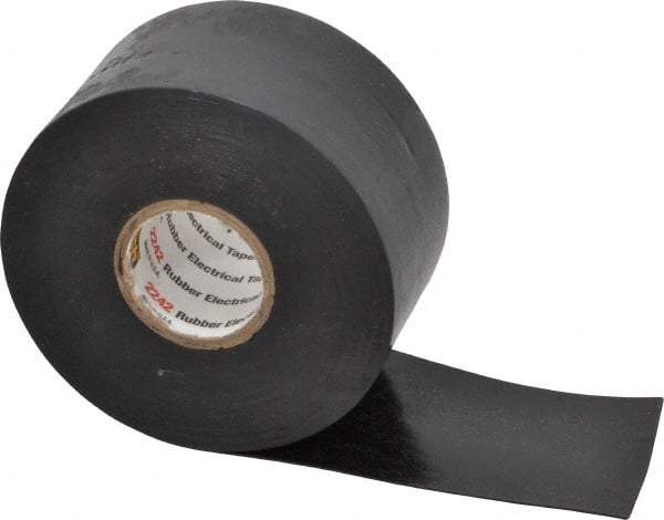 3M - 1-1/2" x 15', Black Rubber Electrical Tape - Series 2242, 30 mil Thick, 750 V/mil Dielectric Strength, 7.5 Lb./Inch Tensile Strength - Benchmark Tooling