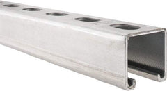 Thomas & Betts - 10' Long x 1-5/8" Wide x 1-5/8" High, 12 Gauge, Strip Steel, Half Slot Framing Channel & Strut - 0.105" Thick, Pre-Galvanized - Benchmark Tooling