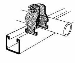 Thomas & Betts - 1-7/8" Pipe, 12 Gauge" Pipe or Tube Clamp - Gold Galvanized, 1,000 Lb Capacity - Benchmark Tooling