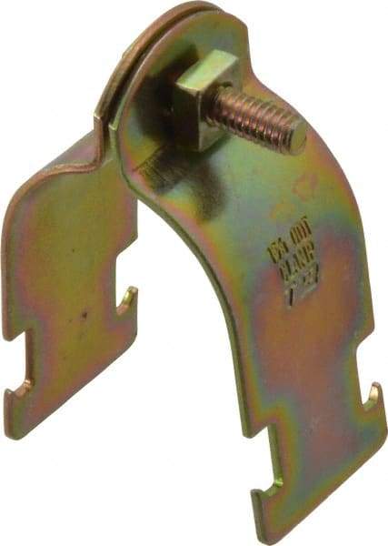 Thomas & Betts - 1-5/8" Pipe, 14 Gauge" Pipe or Tube Clamp - Gold Galvanized, 1,000 Lb Capacity - Benchmark Tooling