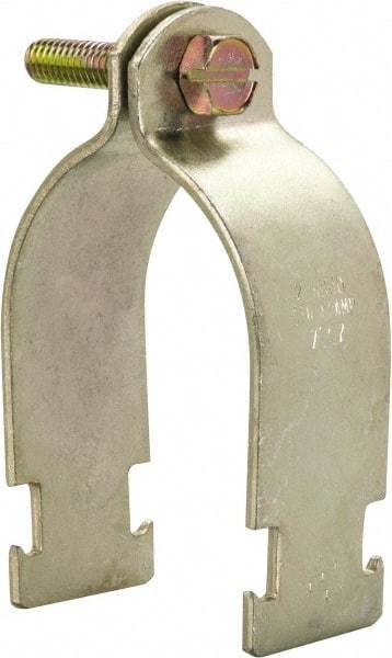 Thomas & Betts - 2" Pipe, 12 Gauge" Pipe or Conduit Clamp - Gold Galvanized, Rigid & IMC Conduit - Benchmark Tooling