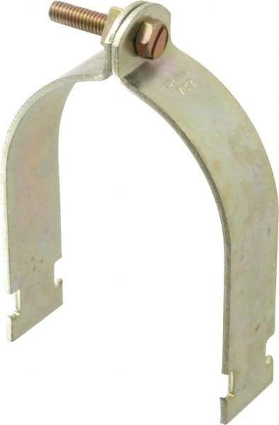 Thomas & Betts - 3-1/2" Pipe, 1/8 Gauge" Pipe or Conduit Clamp - Gold Galvanized, Rigid & IMC Conduit - Benchmark Tooling