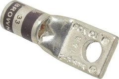 Thomas & Betts - 2 AWG Noninsulated Compression Connection Square Ring Terminal - 1/4" Stud, 1-1/2" OAL x 0.59" Wide, Tin Plated Copper Contact - Benchmark Tooling