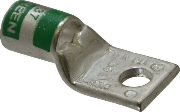 Thomas & Betts - 1 AWG Noninsulated Compression Connection Square Ring Terminal - 1/4" Stud, 1-1/2" OAL x 0.68" Wide, Tin Plated Copper Contact - Benchmark Tooling