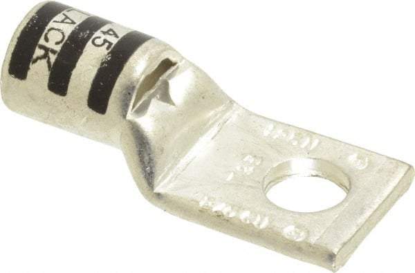 Thomas & Betts - 2/0 AWG Noninsulated Compression Connection Square Ring Terminal - 3/8" Stud, 1.93" OAL x 0.83" Wide, Tin Plated Copper Contact - Benchmark Tooling