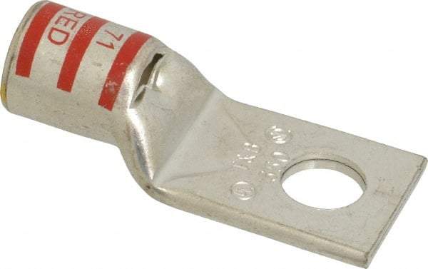 Thomas & Betts - 350 kcmil Wire Noninsulated Compression Connection Square Ring Terminal - 5/8" Stud, 3.21" OAL x 1.36" Wide, Tin Plated Copper Contact - Benchmark Tooling