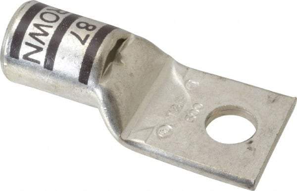 Thomas & Betts - 500 kcmil Wire Noninsulated Compression Connection Square Ring Terminal - 5/8" Stud, 3.63" OAL x 1.61" Wide, Tin Plated Copper Contact - Benchmark Tooling