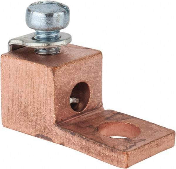 Thomas & Betts - 14-8 AWG Noninsulated Compression Connection Square Ring Terminal - 1/4" Stud, 1-1/8" OAL x 1/2" Wide, Copper Contact - Benchmark Tooling