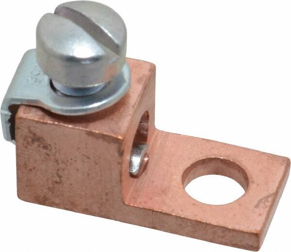 Thomas & Betts - 8-4 AWG Noninsulated Compression Connection Square Ring Terminal - 1/4" Stud, 1-1/8" OAL x 1/2" Wide, Copper Contact - Benchmark Tooling