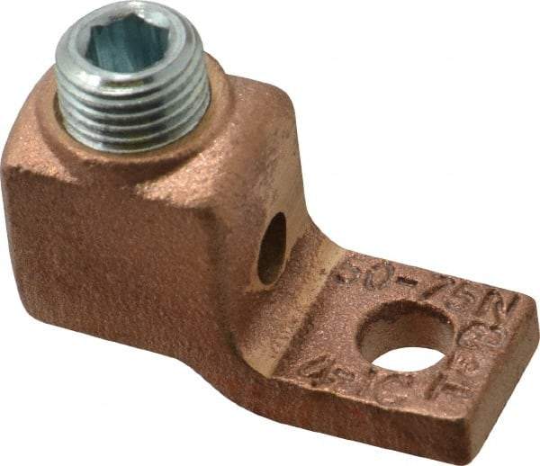 Thomas & Betts - 4-1 AWG Noninsulated Lug Connection Square Ring Terminal - 1/4" Stud, 1-5/8" OAL x 5/8" Wide, Tin Plated Copper Contact - Benchmark Tooling