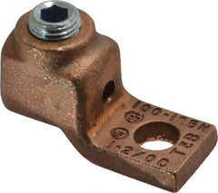 Thomas & Betts - 1-2/0 AWG Noninsulated Compression Connection Square Ring Terminal - 3/8" Stud, 1-15/16" OAL x 13/16" Wide, Copper Contact - Benchmark Tooling