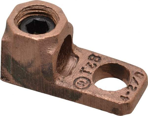 Thomas & Betts - 4-2/0 AWG Noninsulated Lug Connection D Shaped Ring Terminal - 3/8" Stud, 1-21/32" OAL x 23/32" Wide, Tin Plated Copper Contact - Benchmark Tooling