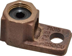 Thomas & Betts - 1 AWG Noninsulated Crimp Connection D Shaped Ring Terminal - 3/8" Stud, 2-1/32" OAL x 1" Wide, Copper Contact - Benchmark Tooling