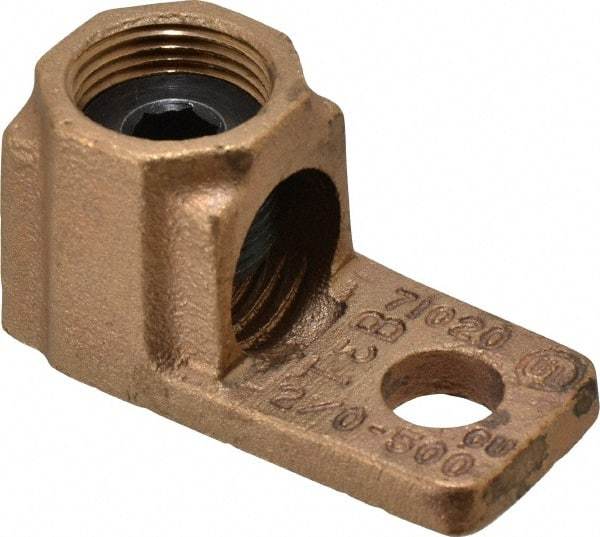 Thomas & Betts - 2/0 AWG Noninsulated Crimp Connection D Shaped Ring Terminal - 1/2" Stud, 2-3/4" OAL, Copper Contact - Benchmark Tooling