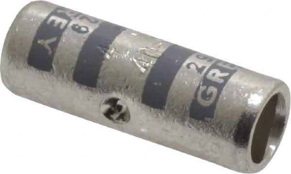 Thomas & Betts - 4 AWG Compatible, Noninsulated, Crimp-On Butt Splice Terminal - 2 Wire Entries, Copper Contacts, Tin Contact Plating, 1" OAL, Gray - Benchmark Tooling