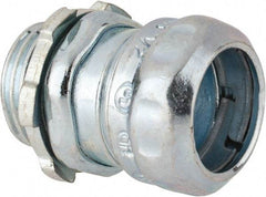 Thomas & Betts - 1/2" Trade, Steel Compression Straight EMT Conduit Connector - Noninsulated - Benchmark Tooling