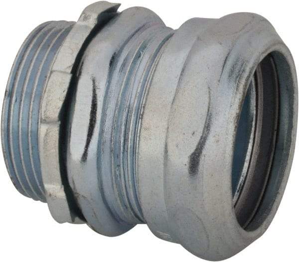 Thomas & Betts - 1-1/4" Trade, Steel Compression Straight EMT Conduit Connector - Noninsulated - Benchmark Tooling