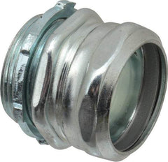 Thomas & Betts - 1-1/2" Trade, Steel Compression Straight EMT Conduit Connector - Noninsulated - Benchmark Tooling