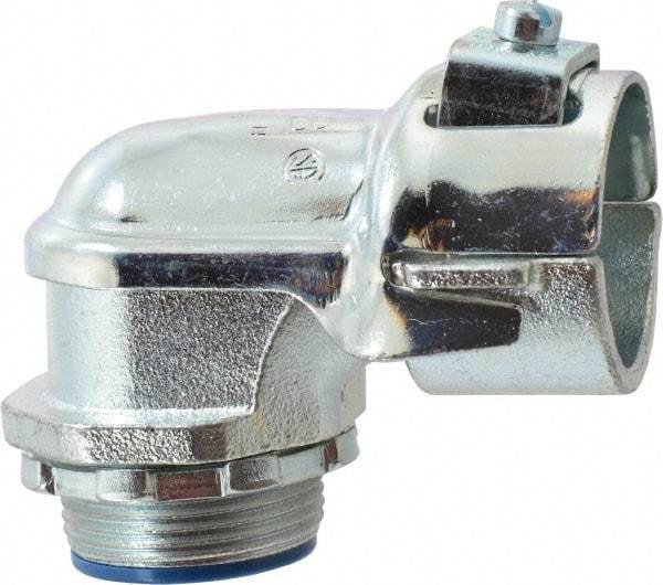 Thomas & Betts - 1-1/4" Trade, Malleable Iron Set Screw Angled FMC Conduit Connector - Insulated - Benchmark Tooling