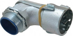 Thomas & Betts - 2" Trade, Malleable Iron Set Screw Angled FMC Conduit Connector - Insulated - Benchmark Tooling