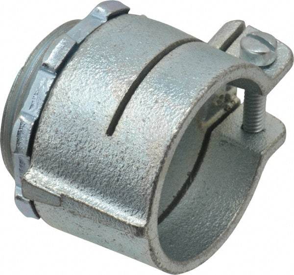 Thomas & Betts - 1-1/4" Trade, Malleable Iron Squeeze Clamp Straight FMC Conduit Connector - Noninsulated - Benchmark Tooling