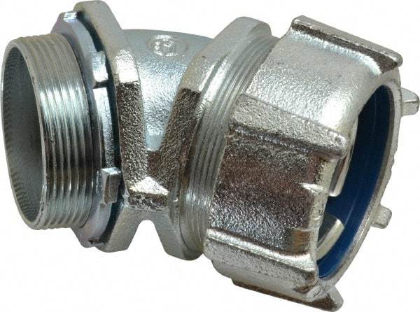 Thomas & Betts - 2" Trade, Malleable Iron Threaded Angled Liquidtight Conduit Connector - Noninsulated - Benchmark Tooling